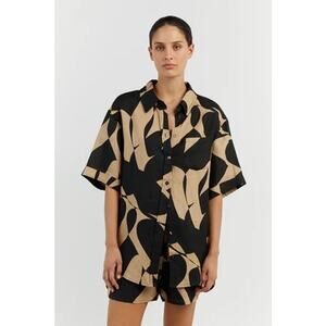 Dissh NWT $150 Maple Camel Black Vacation Shirt Size 16 AU 12 US
